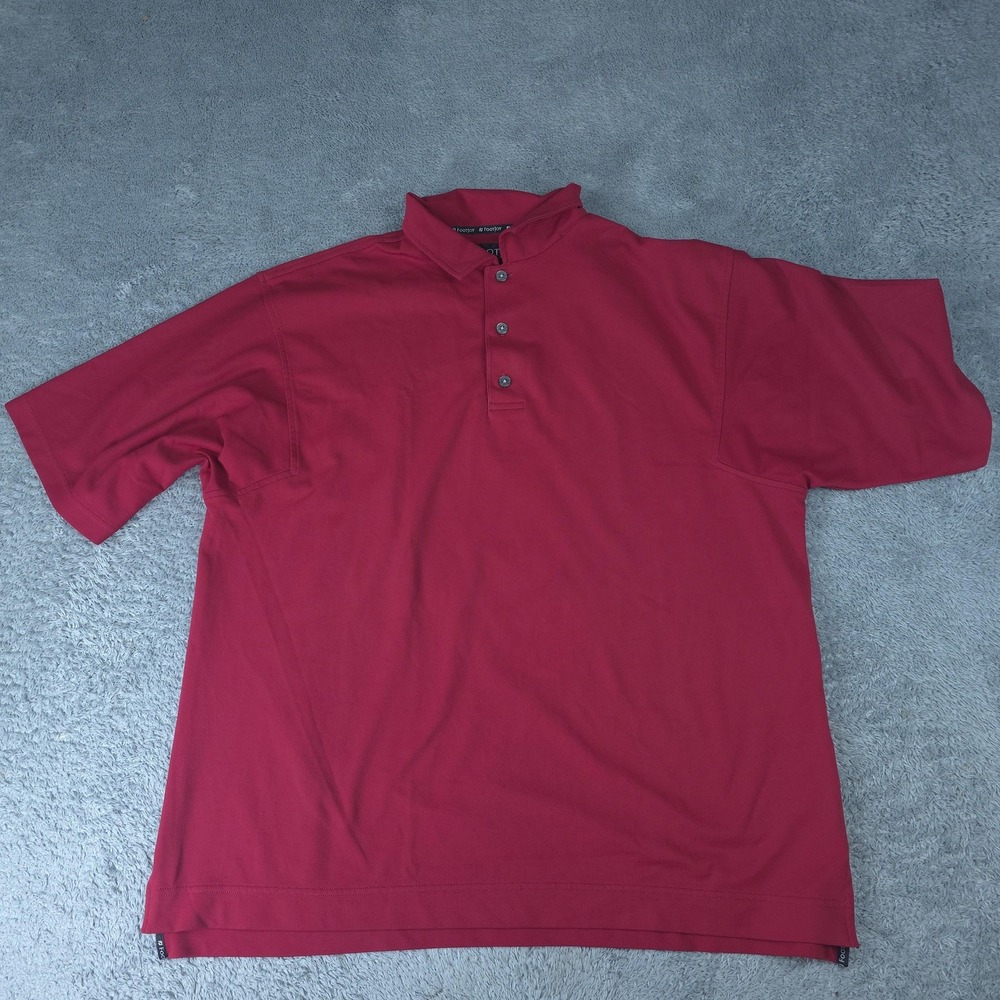 FootJoy Polo Shirt Mens Large Red Solid Golf Moisture Wicking Lightweight